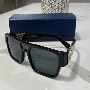 Louis Vuitton Black Sunglasses with Gold Hardware